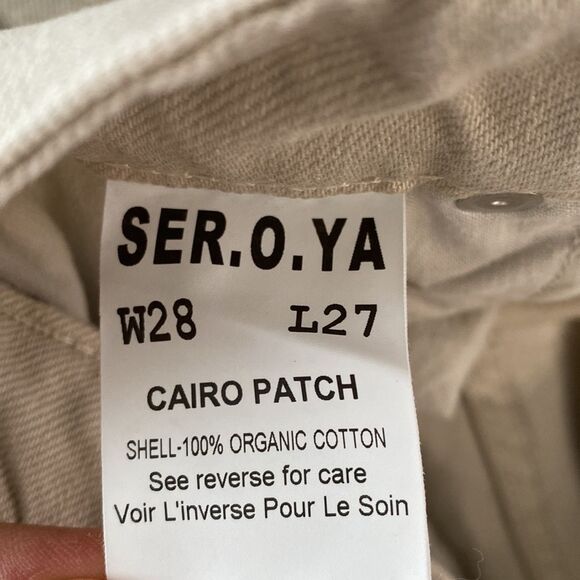 SER.O.YA Crew Pant in Cario Patch Organic Cotton Button Fly High Rise Banded Hem - Picture 8 of 16
